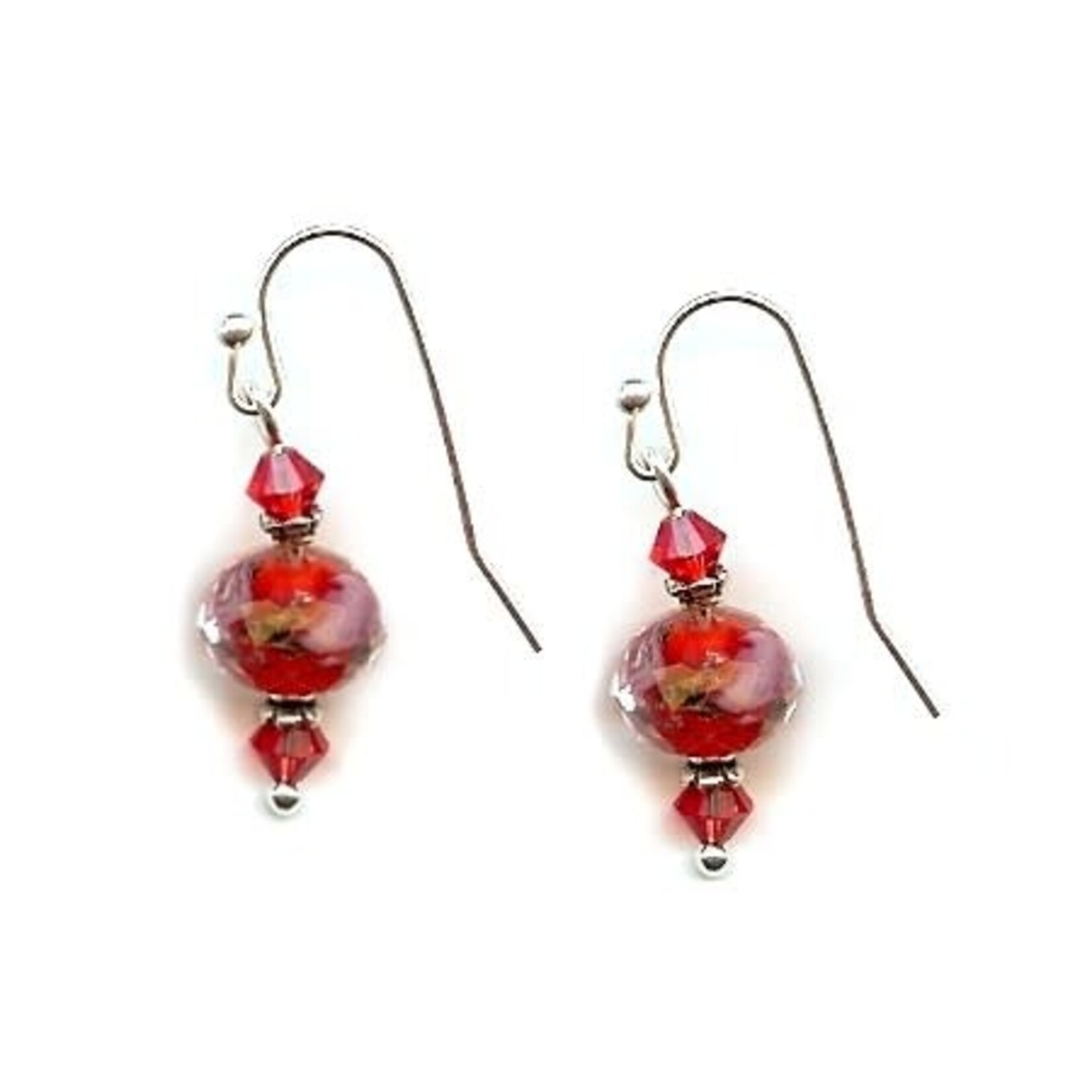 Country Red Rose Earrings - Ready to Wear