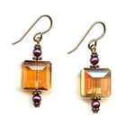 Bead Inspirations Crystal Square Copper Glow Earrings - Ready to Wear