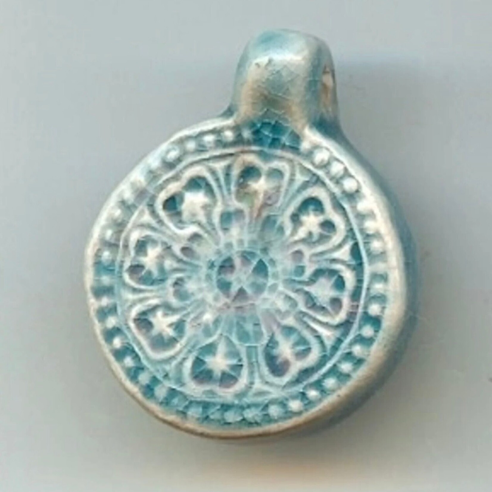 Raku Pendant - Radial Flower