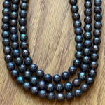 Freshwater Pearl -- Round 6mm Iridescent Peacock Strand