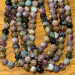 Plum Tourmaline  8mm Round Bead Strand