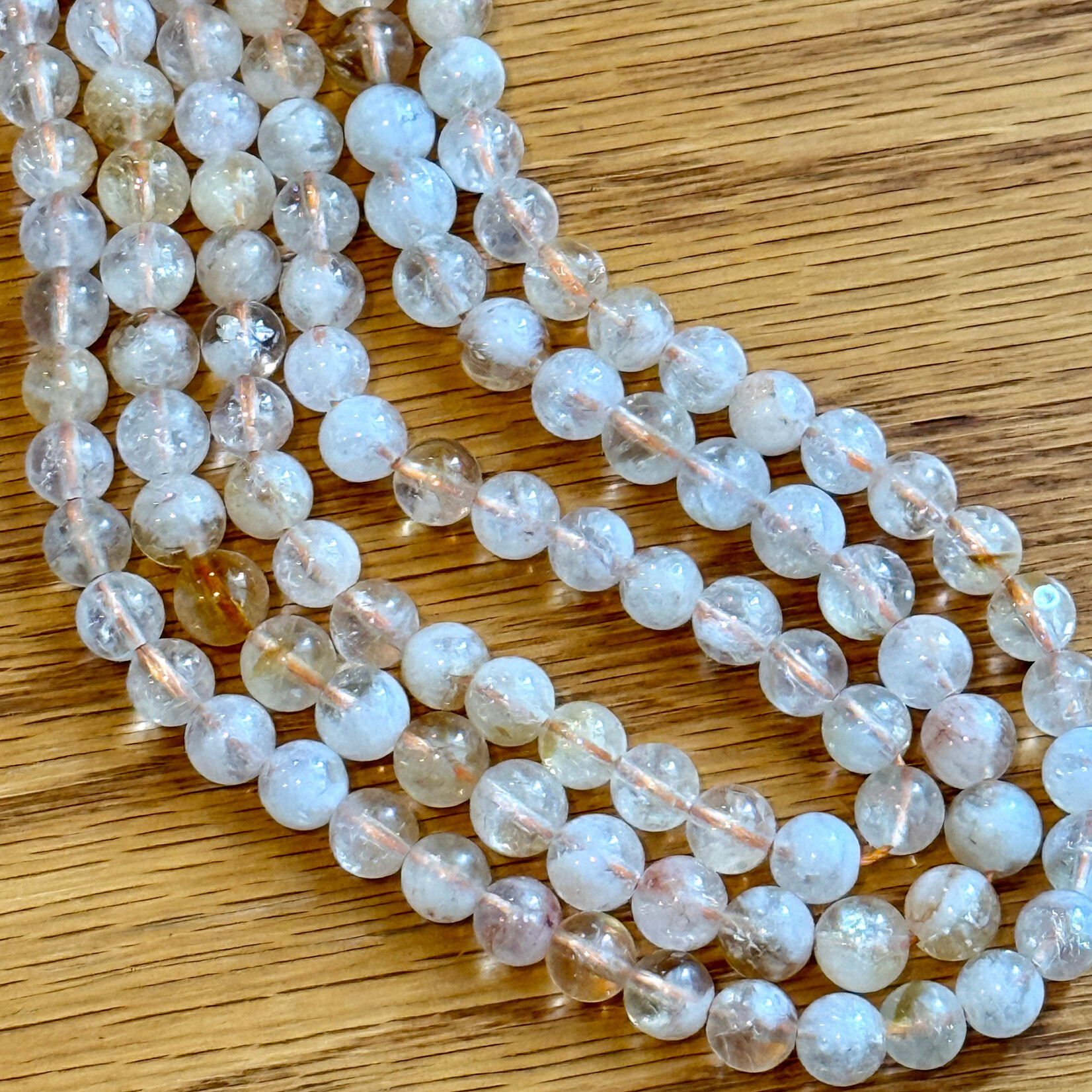 Citrine  -- Cloudy -- 6mm Round Bead Strand