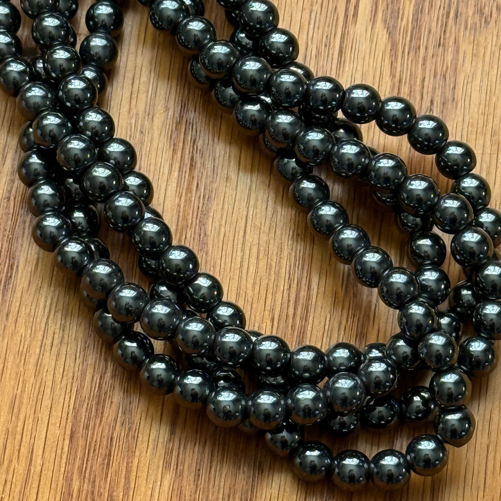 Hematite  6mm Gunmetal Round Bead Strand