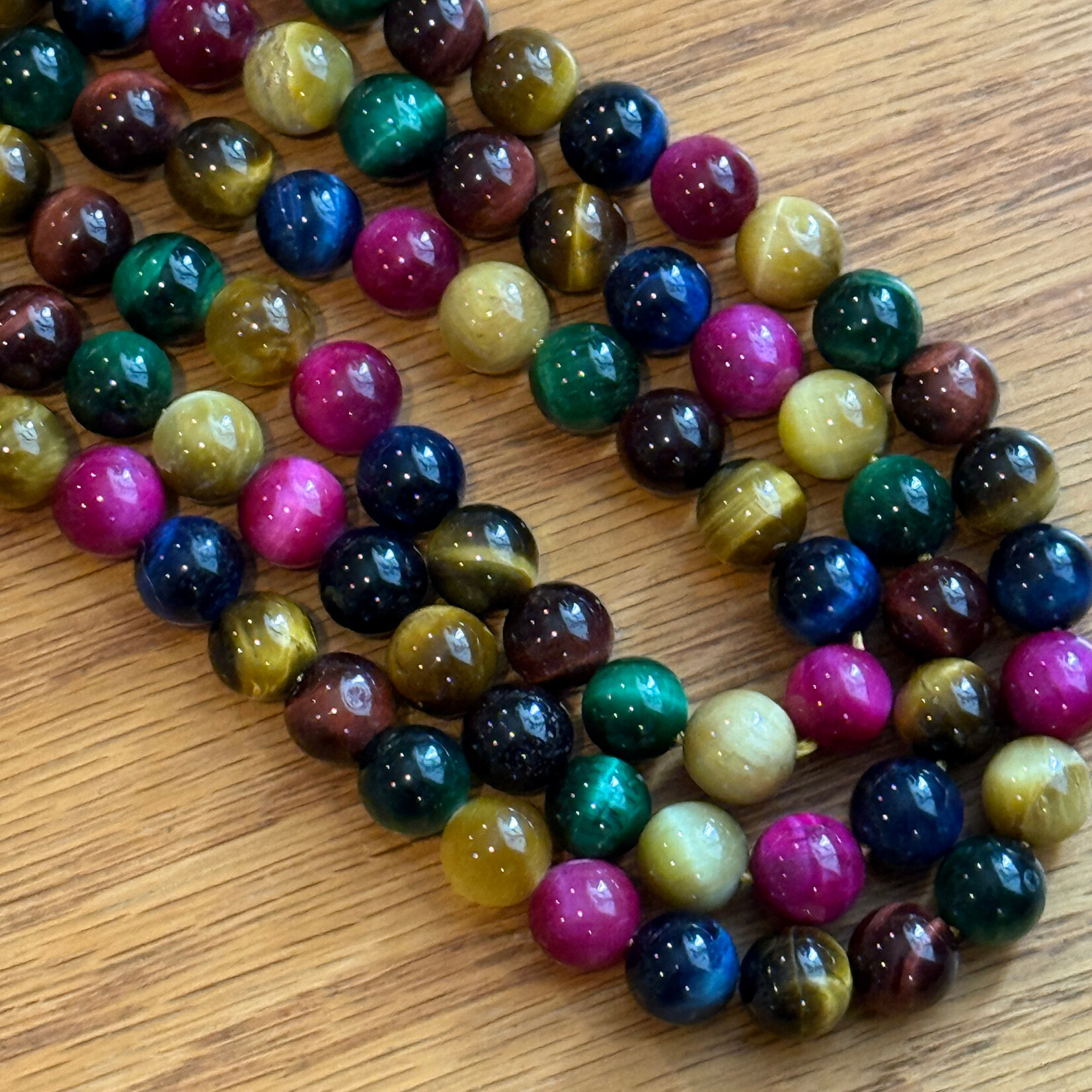 Tiger Eye  8mm Multi-colored Round Bead Strand
