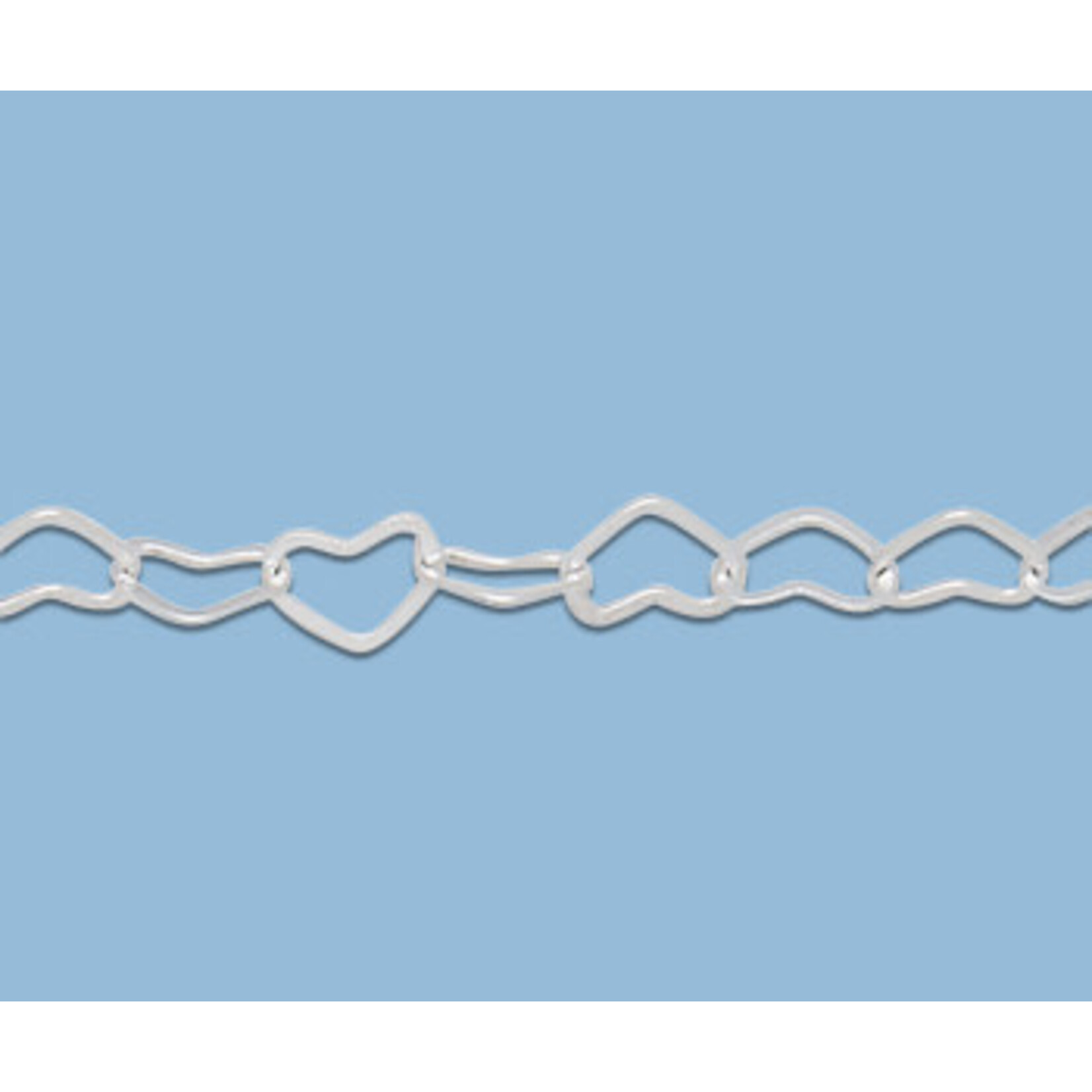 Sterling Silver 4.9x3.5mm Flat Heart Cable Chain