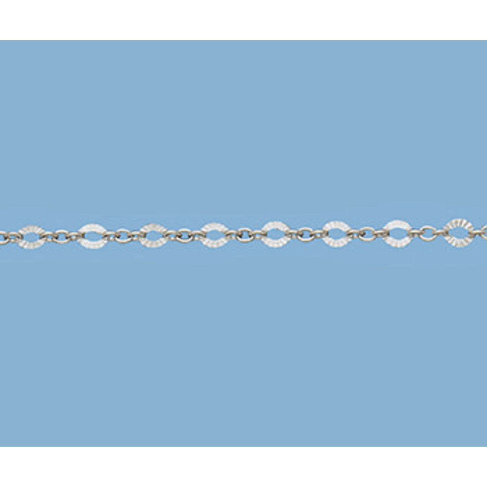 Sterling Silver 3.5x4.3mm Patterned Oval & Cable Chain