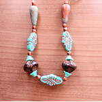 Czech Glass Copper Washed Turquoise Table Cut and Pressed Mix Strand