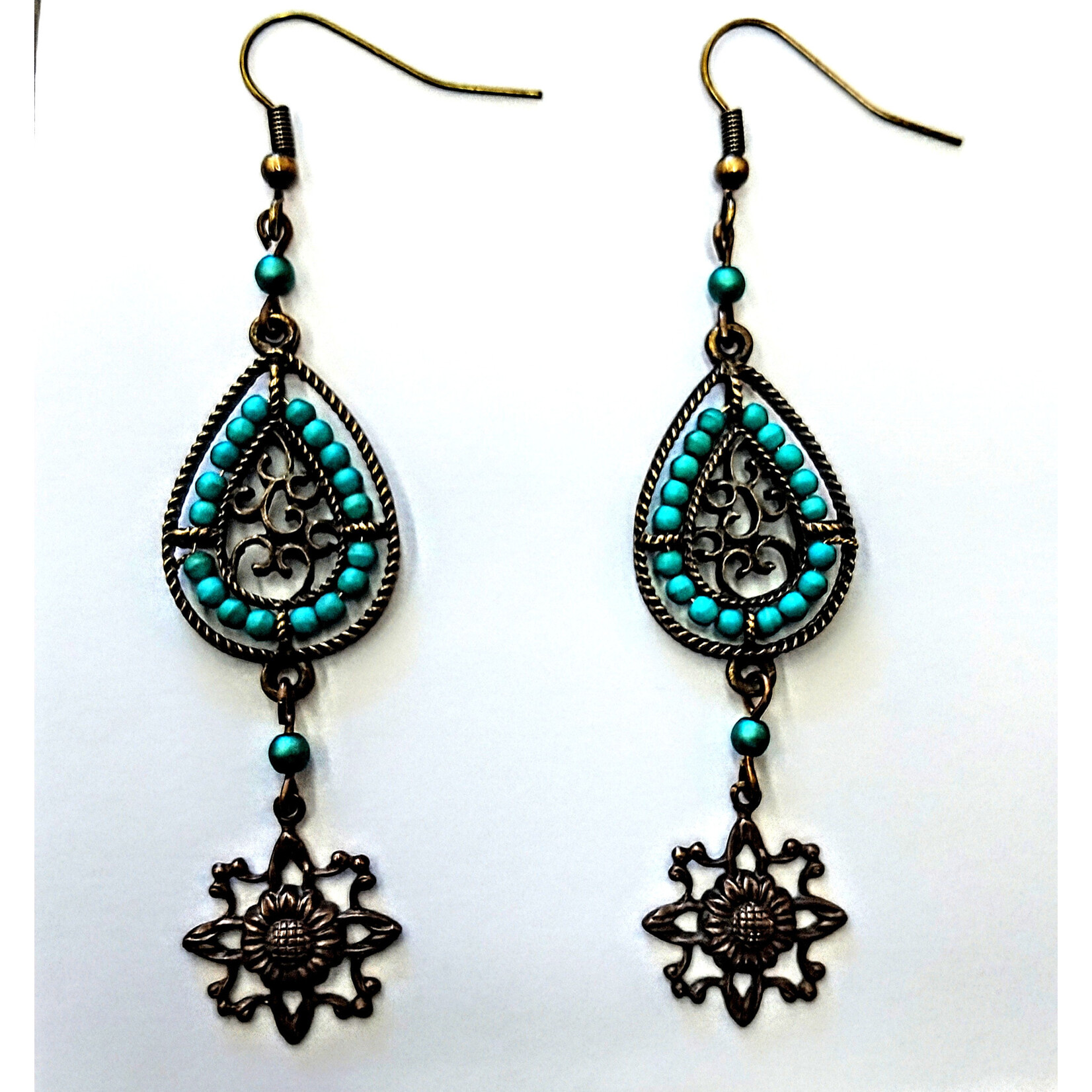 Bead Inspirations Turquoise Flower Filigree Earring Kit