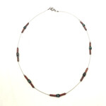 Glazed Clay and Turquoise 17" Floating Necklace - Ready to Wear