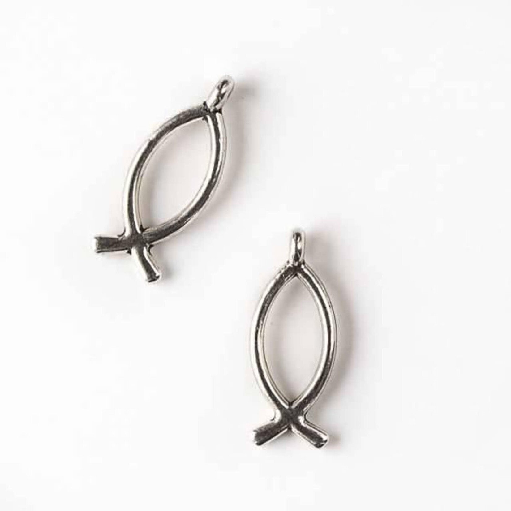 Pewter  8x20mm Sign of the Fish Charm