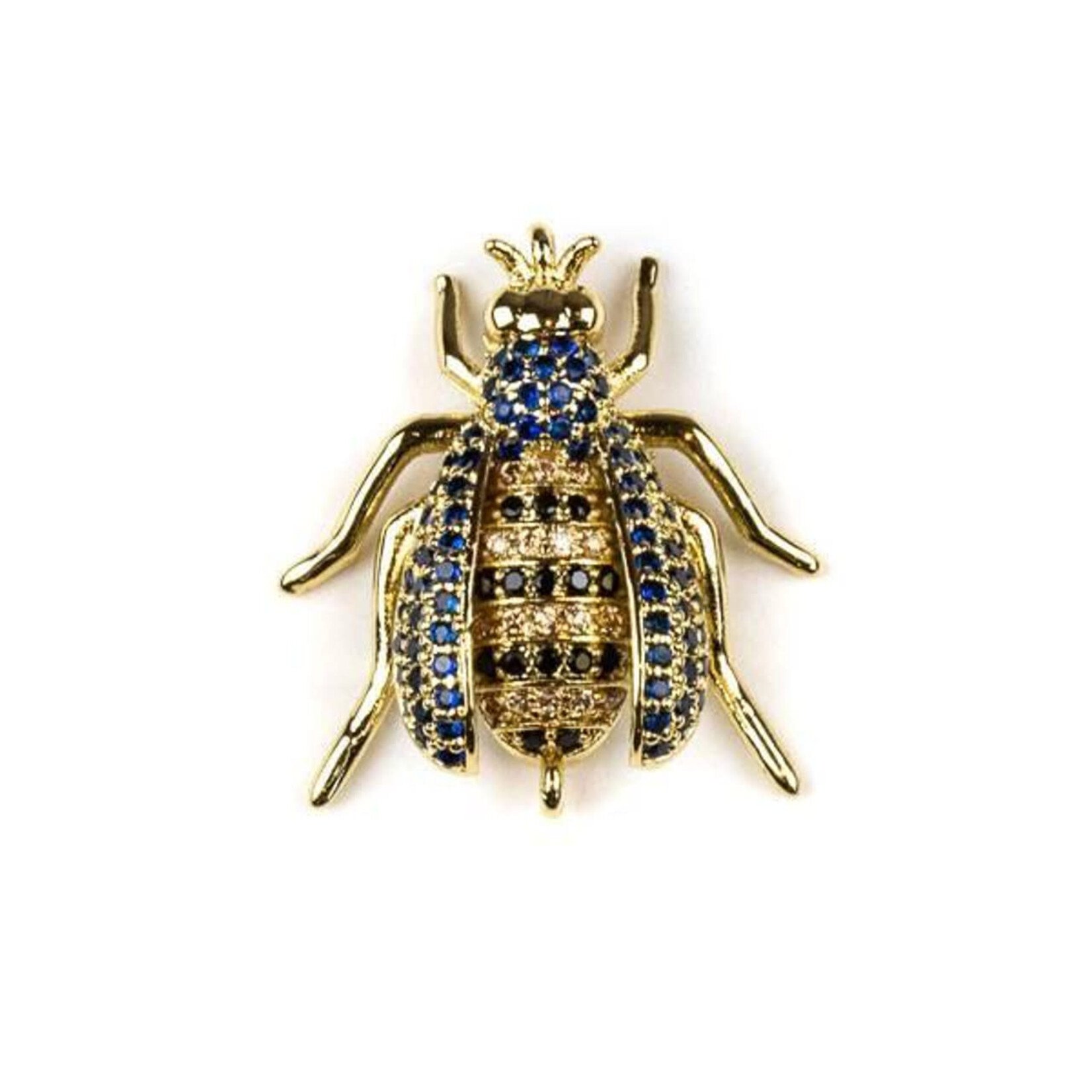 Pave 20x24mm Blue, Jet, and Champagne Flying Bug Pendant Link