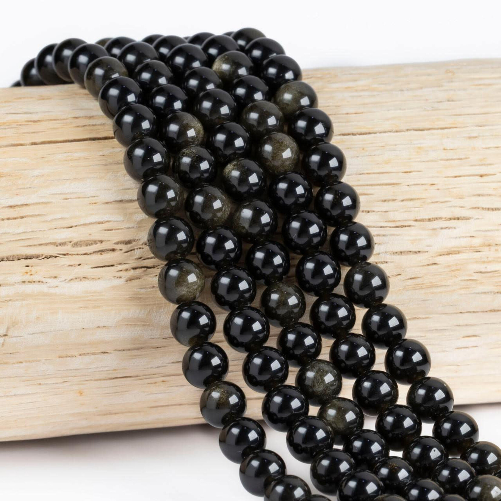 Golden Sheen Obsidian  8mm Round Bead Strand