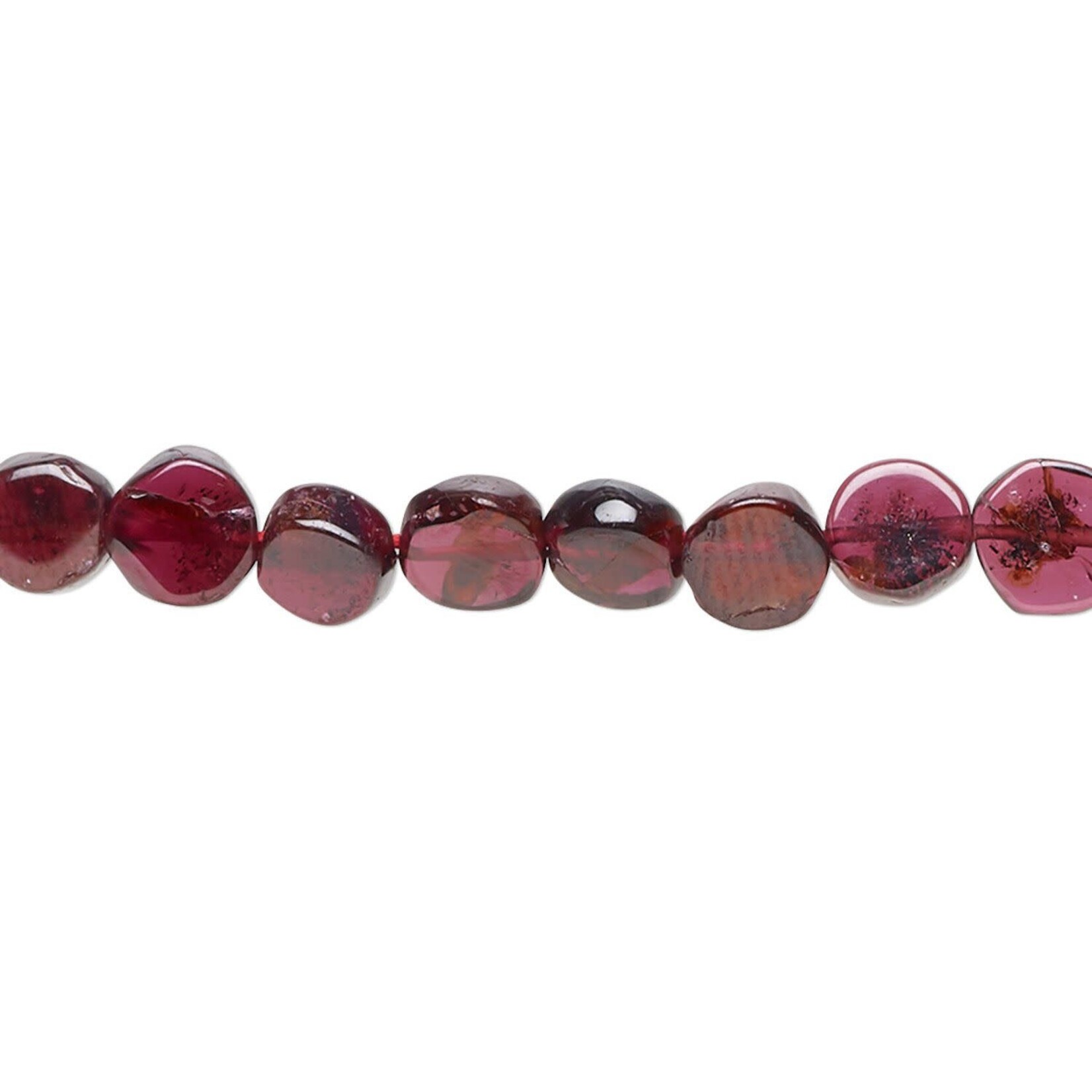 Garnet Hand Cut  6-9mm Flat Round Bead Strand