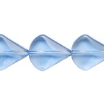 Glass 18x15mm Translucent Blue Beveled Puffed Teardrop Strand