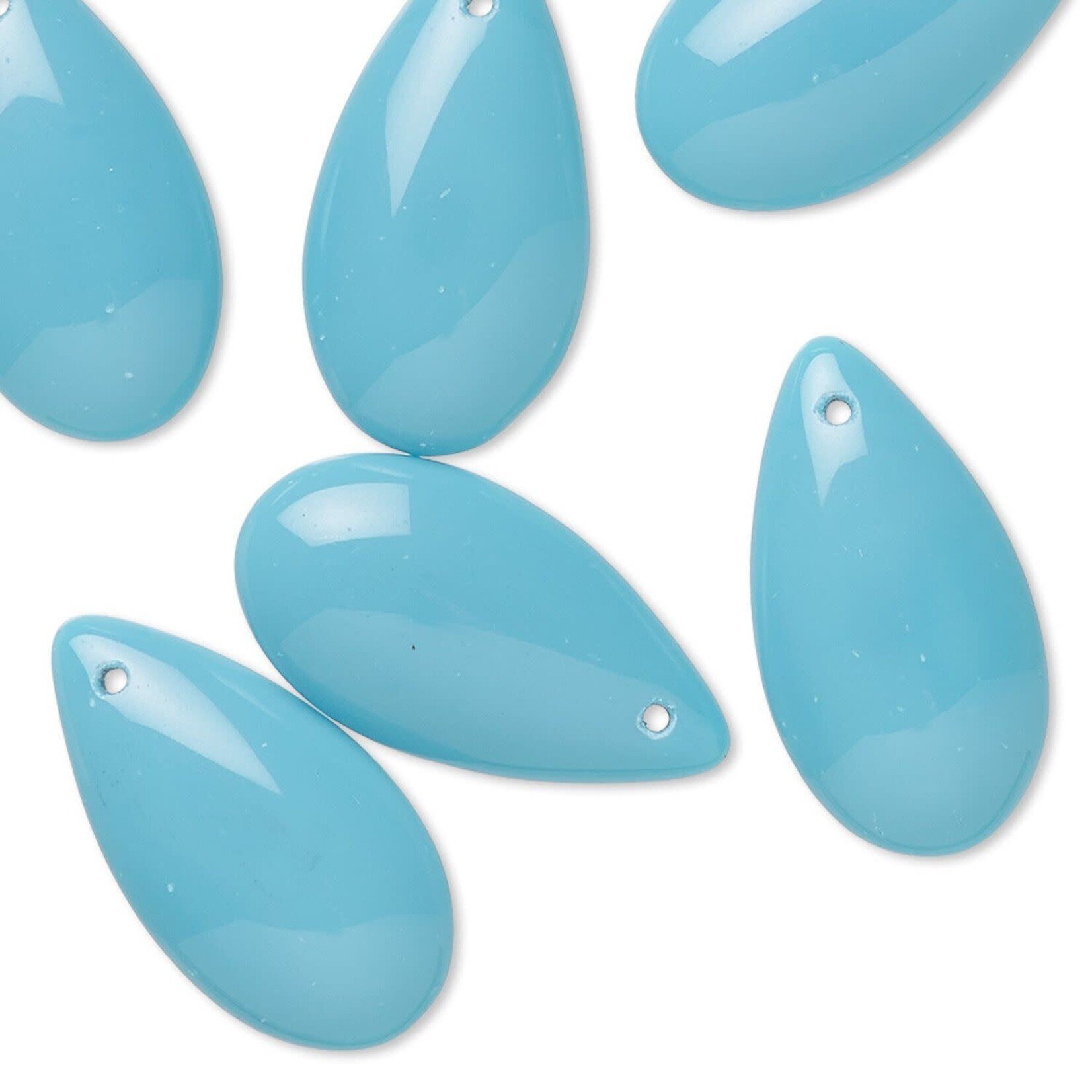 Preciosa 21x11mm Opaque Light Maya Blue Puffed Teardrop