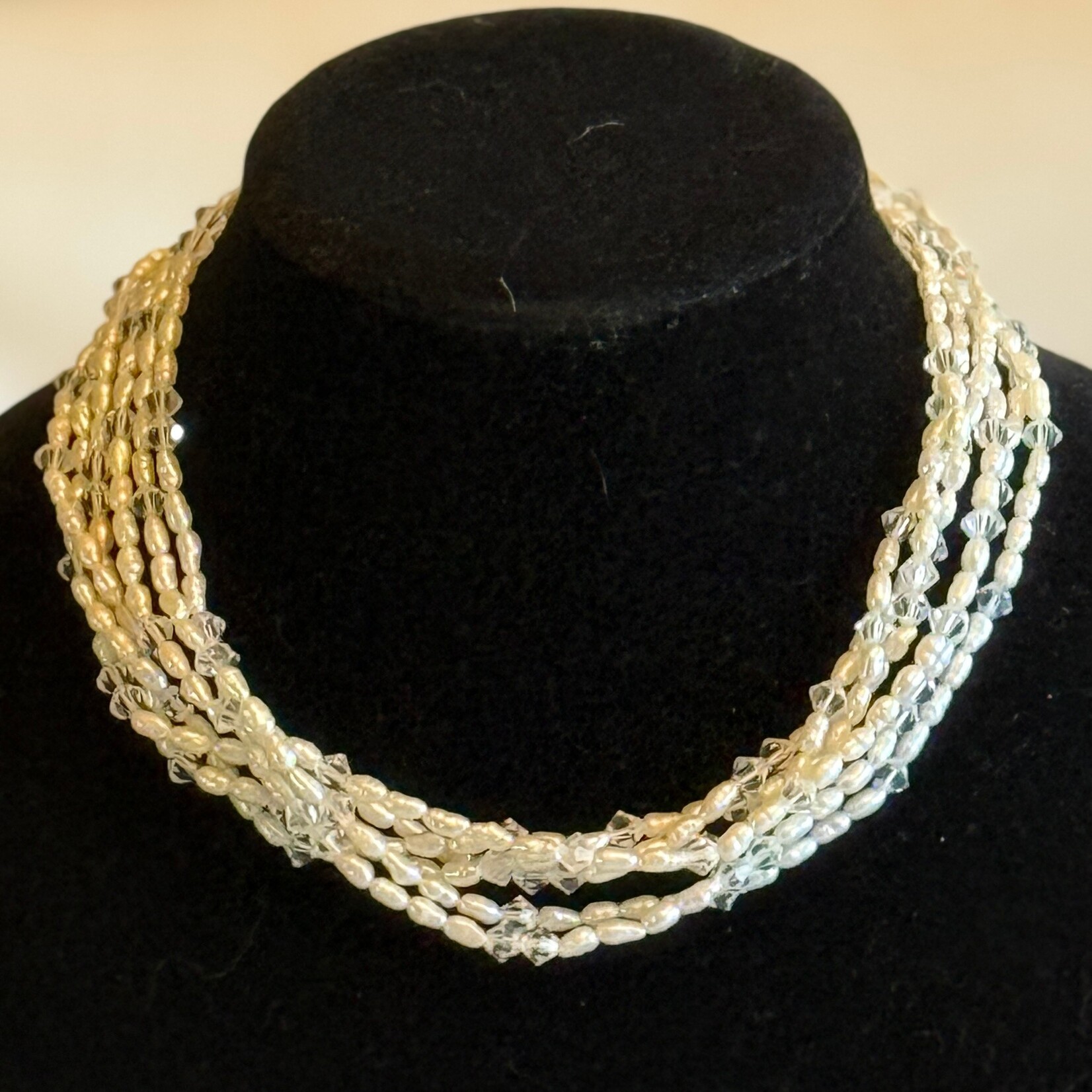 Freshwater Pearl and Swarovski Crystal 35" Multi-strand Necklace  - Ready to Wear