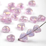 Glass  8mm Cherry Blossom Pink AB Heart Bead Strand