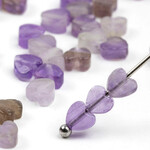 Amethyst  4mm Flat Heart Bead Strand