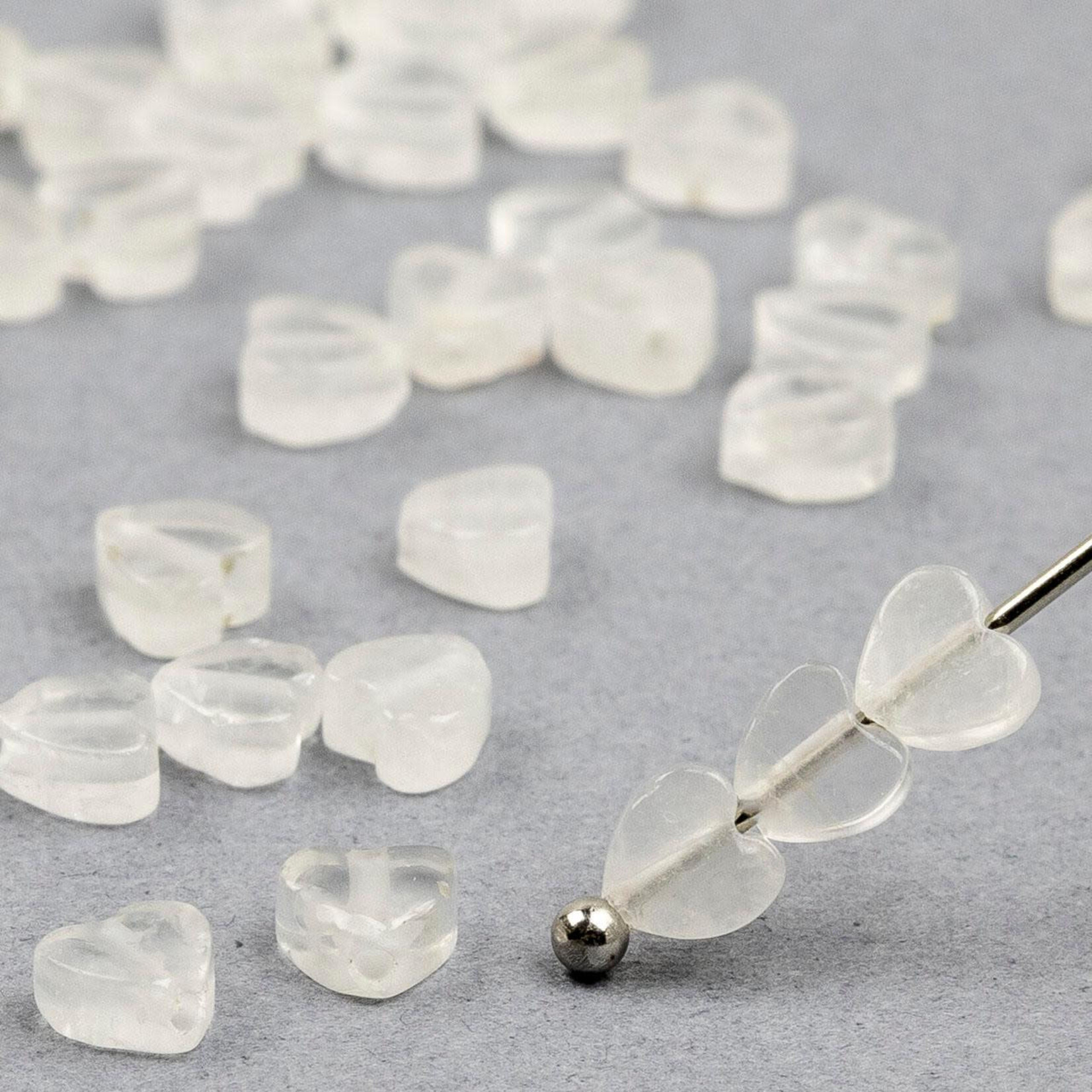 Quartz  4mm Flat Heart Bead Strand