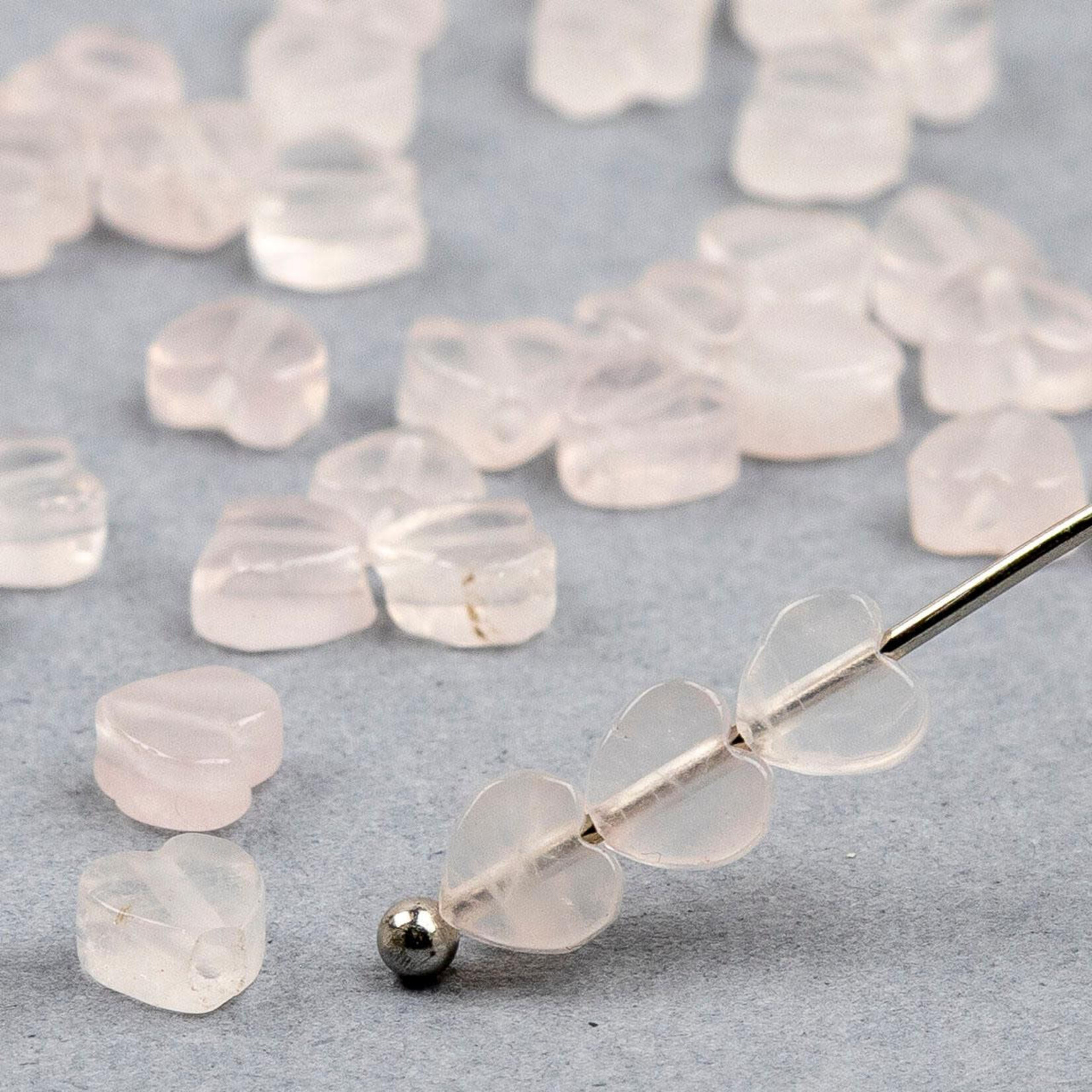 Rose Quartz  4mm Flat Heart Bead Strand