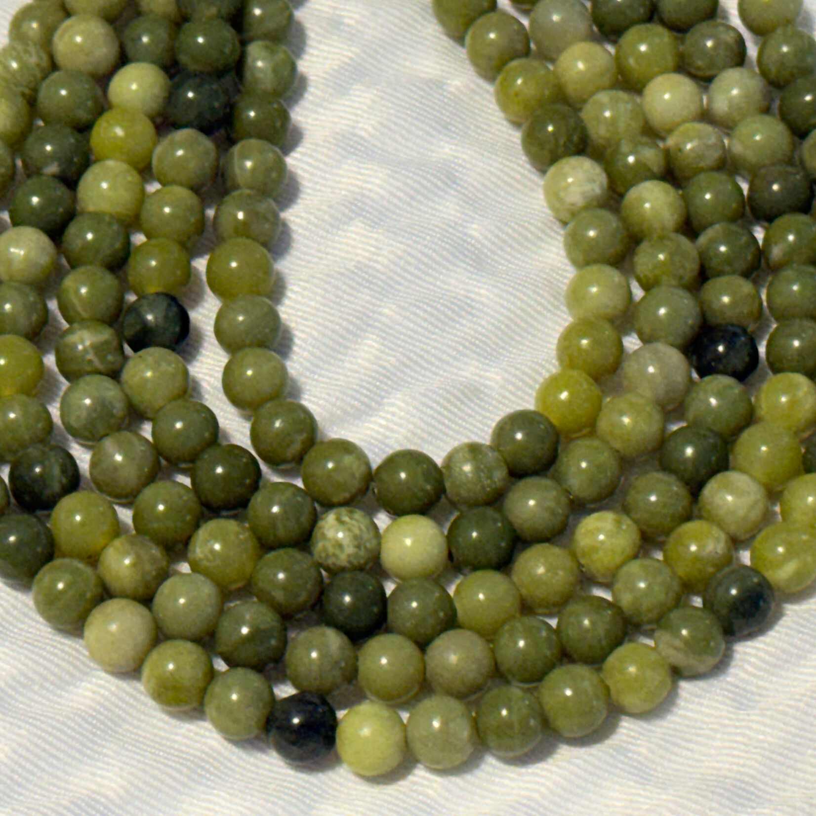 Chinese Jade  8mm Smooth Round Bead Strand