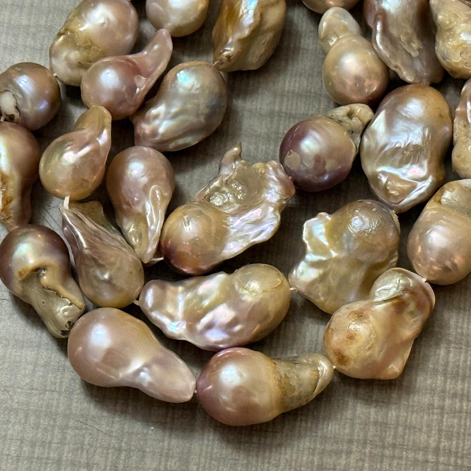 Freshwater Pearl 13-15mmx20-28mm Baroque Nugget Iridescent Pastel Strand