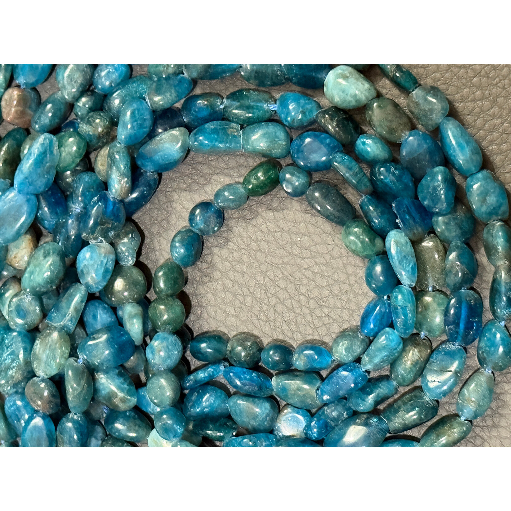 Apatite Pebble Bead Strand