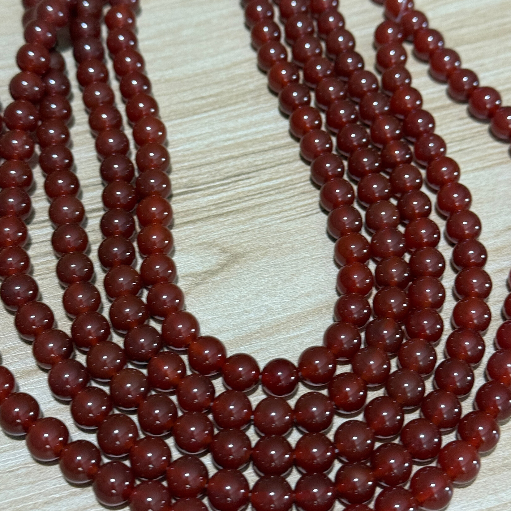 Carnelian  8mm Smooth Red Round Bead Strand