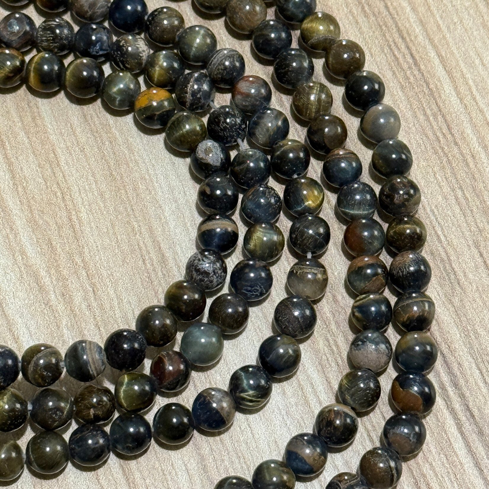 Blue Tiger Eye  6mm Round Bead Strand