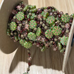 Czech Glass Beaded Chain Green Flowers - 1 foot