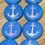 Czech Glass Coin Laser-Etched Anchor Blue Bead Strand