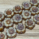 Czech Glass Hibiscus Flower Dusty Purple Bead Strand