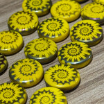 Czech Glass Coin Laser-Etched Yellow Nautilus Bead Strand