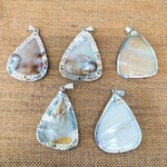 Mother of Pearl Silver Bezel 33x46mm Teardrop Pendant