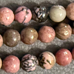 Rhodonite 8mm Smooth Round Bead Strand