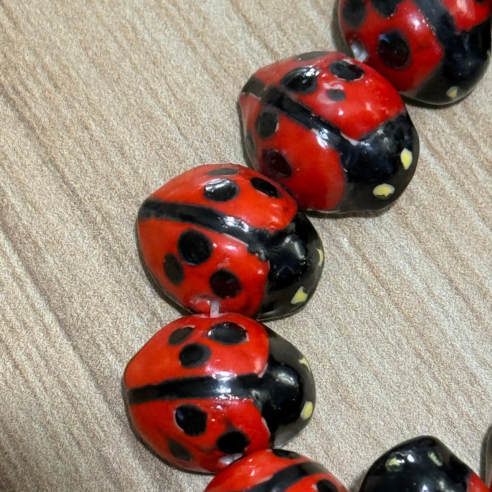 Porcelain Ladybug Bead Strand