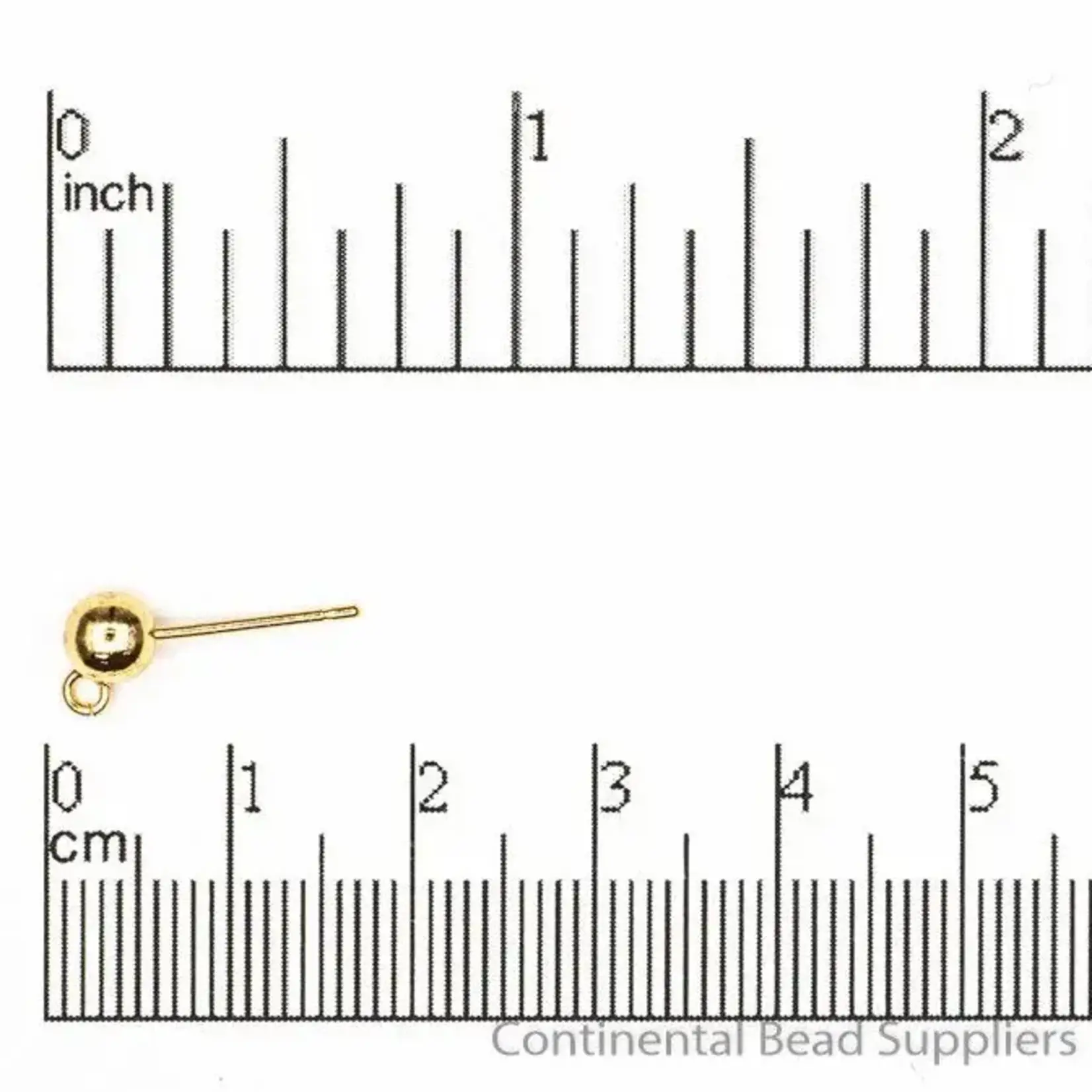 Earring Ball Post  5mm Nickel-Free Gold Plated - 10 Pieces