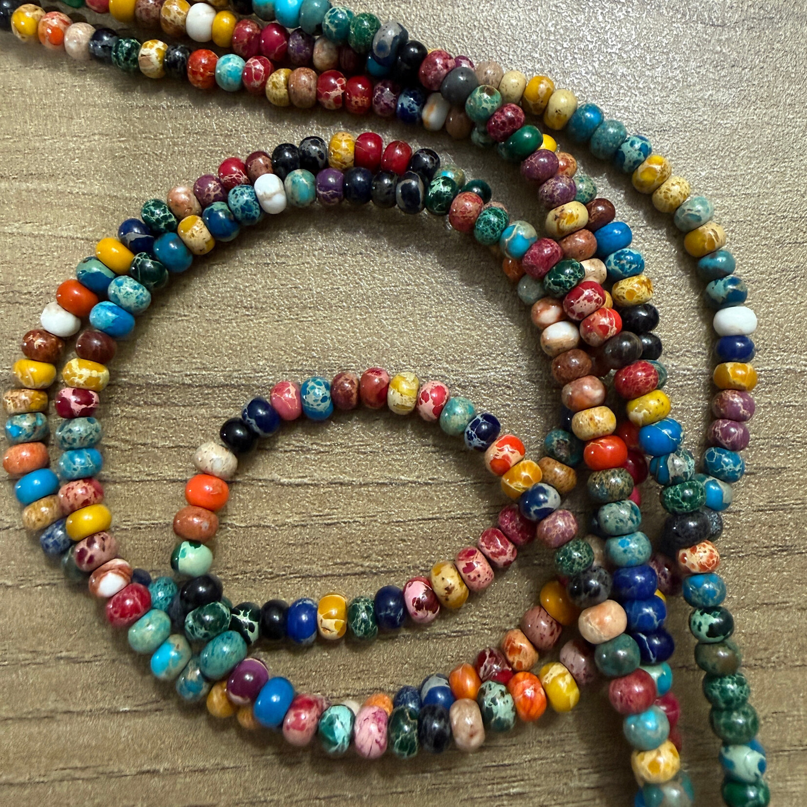 Imperial Jasper Multi-colored Rondelle Bead Strand