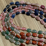 Multi Gemstones Oval Bead Strand