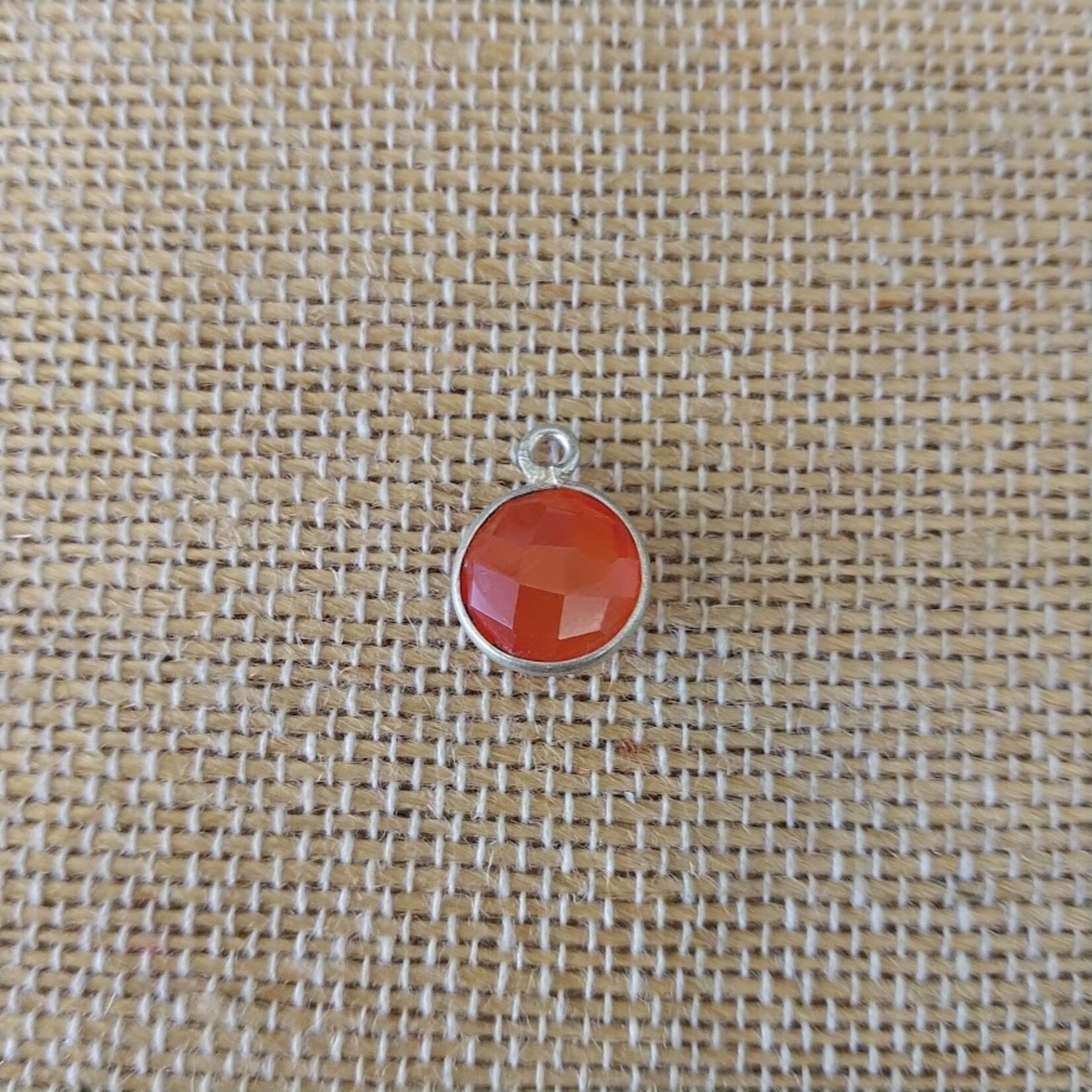 Orange Moonstone 11mm Faceted Silver Plated Pendant