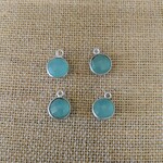 Prehnite Chalcedony 11mm Faceted Silver Plated Pendant