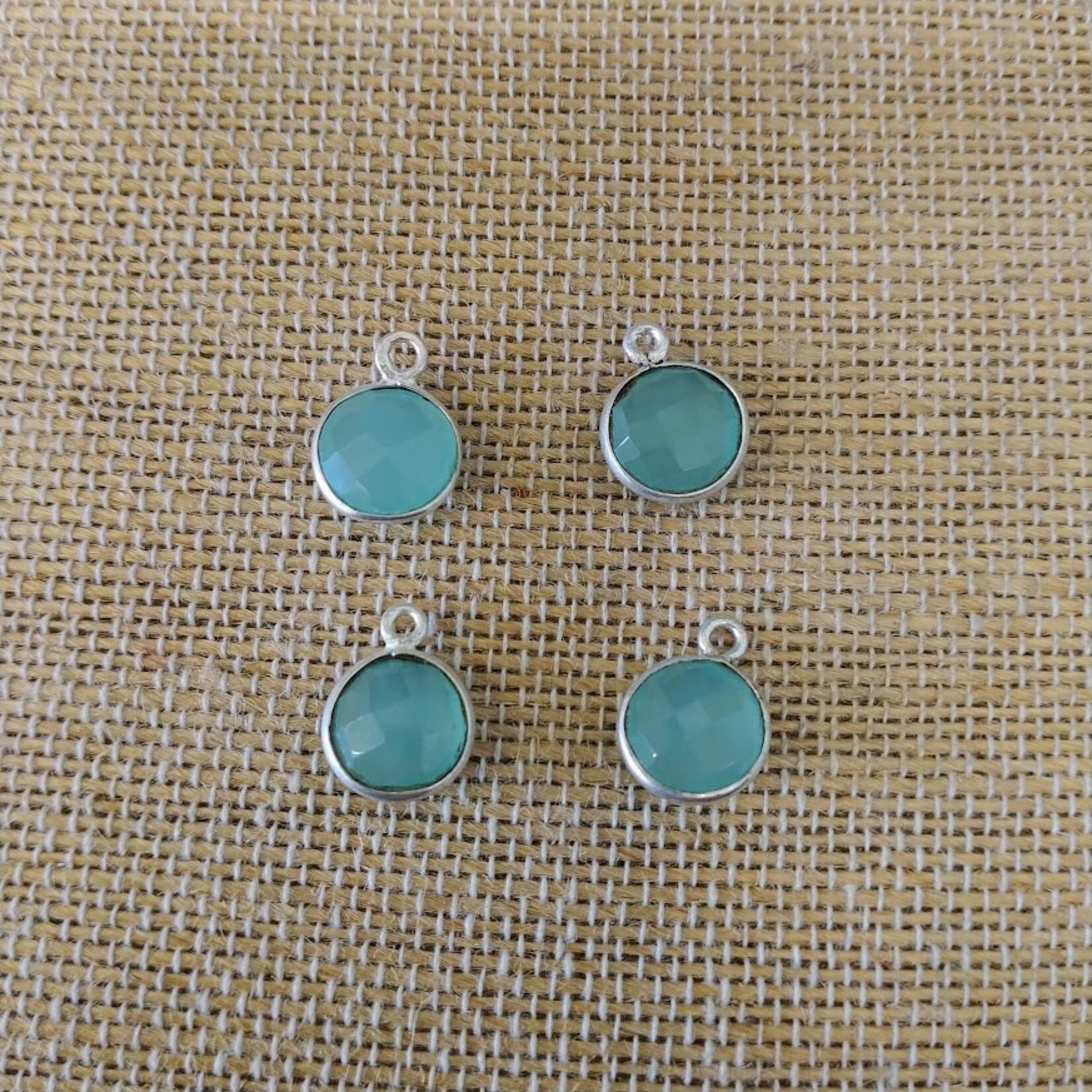 Prehnite Chalcedony 11mm Faceted Silver Plated Pendant