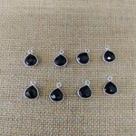 Onyx 12x9mm Faceted Silver Plated Teardrop Pendant