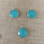 Peru Chalcedony 14mm Faceted Gold Plated Pendant