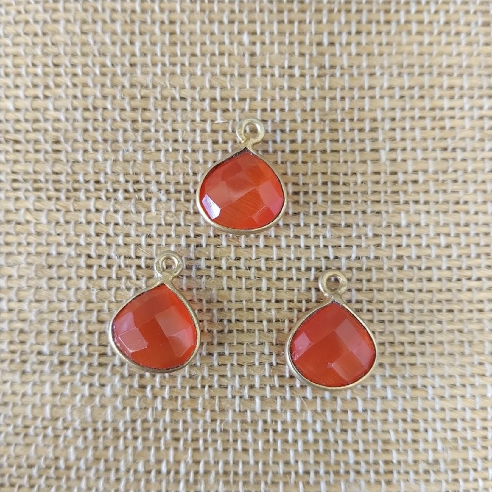 Orange Moonstone 11x15mm Faceted Gold Plated Teardrop Pendant