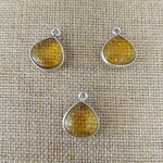 Citrine 15x20mm Silver Plated Teardrop Pendant