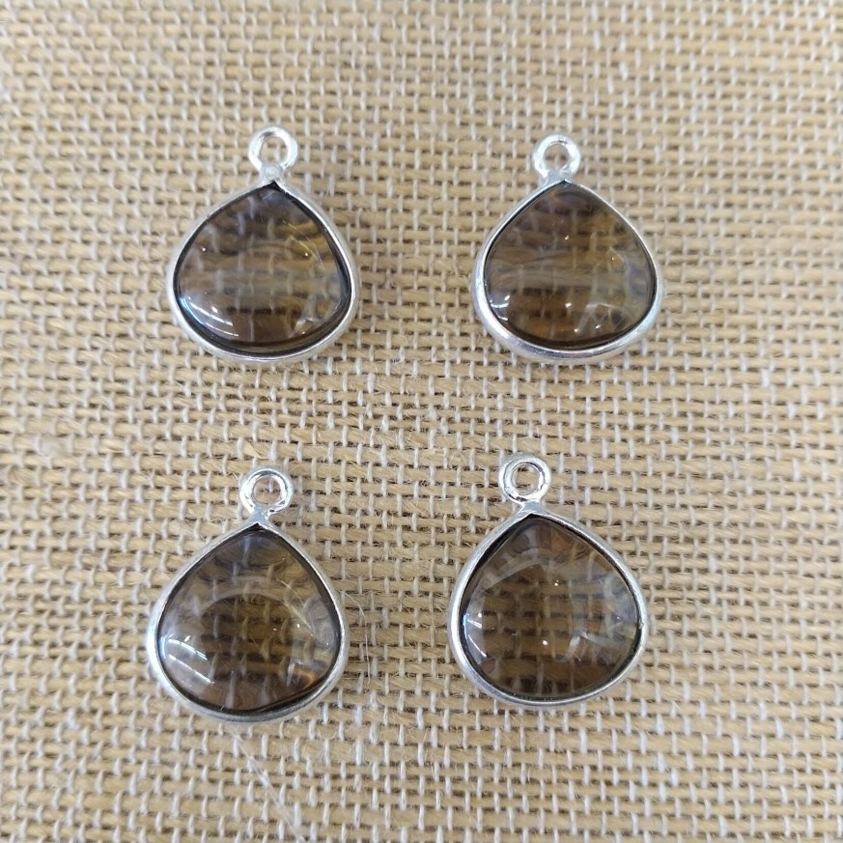 Smoky Quartz 16mm Silver Plated Teardrop Pendant