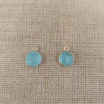 Prehnite Chalcedony 11mm Faceted Gold Plated Pendant