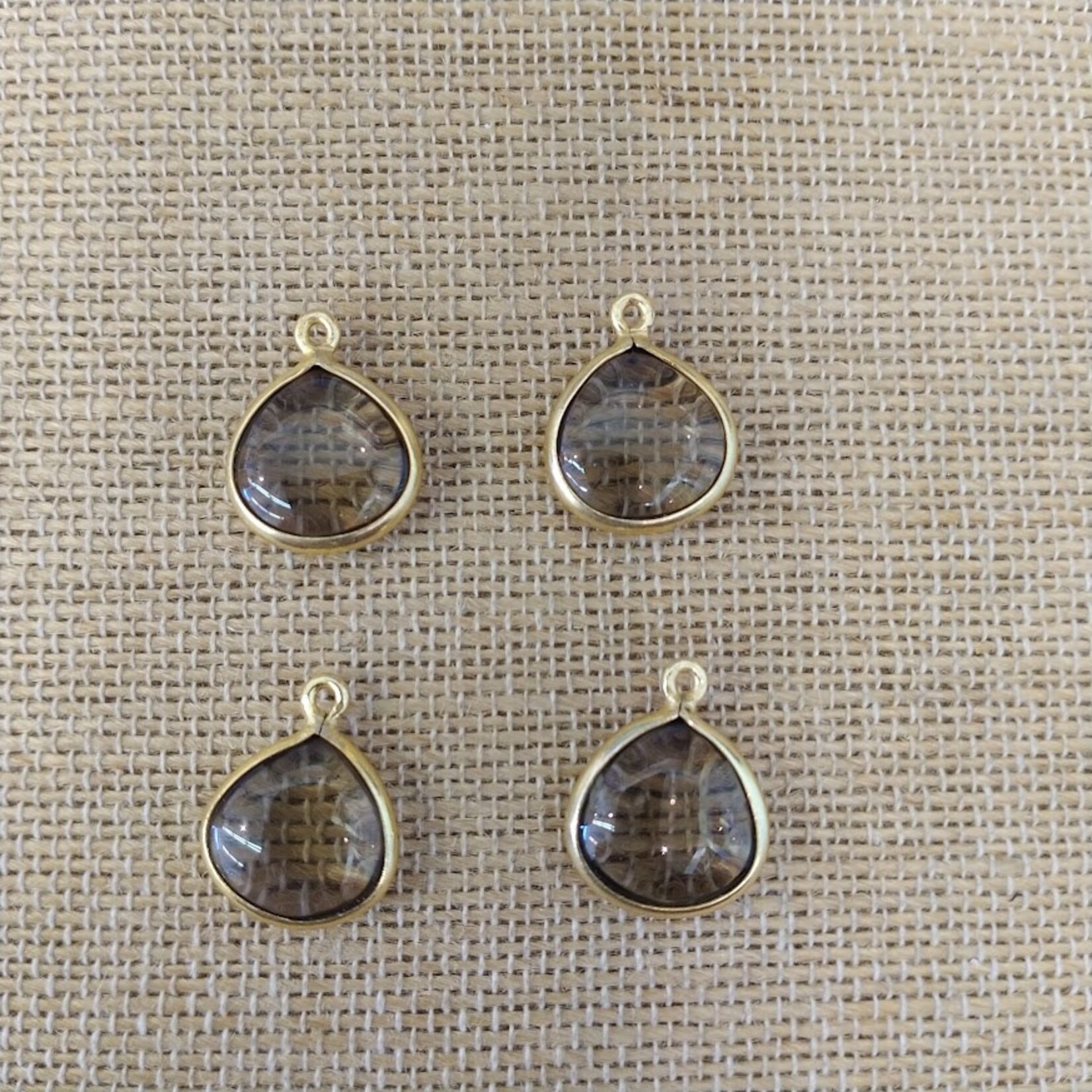 Smoky Quartz 16mm Gold Plated Teardrop Pendant