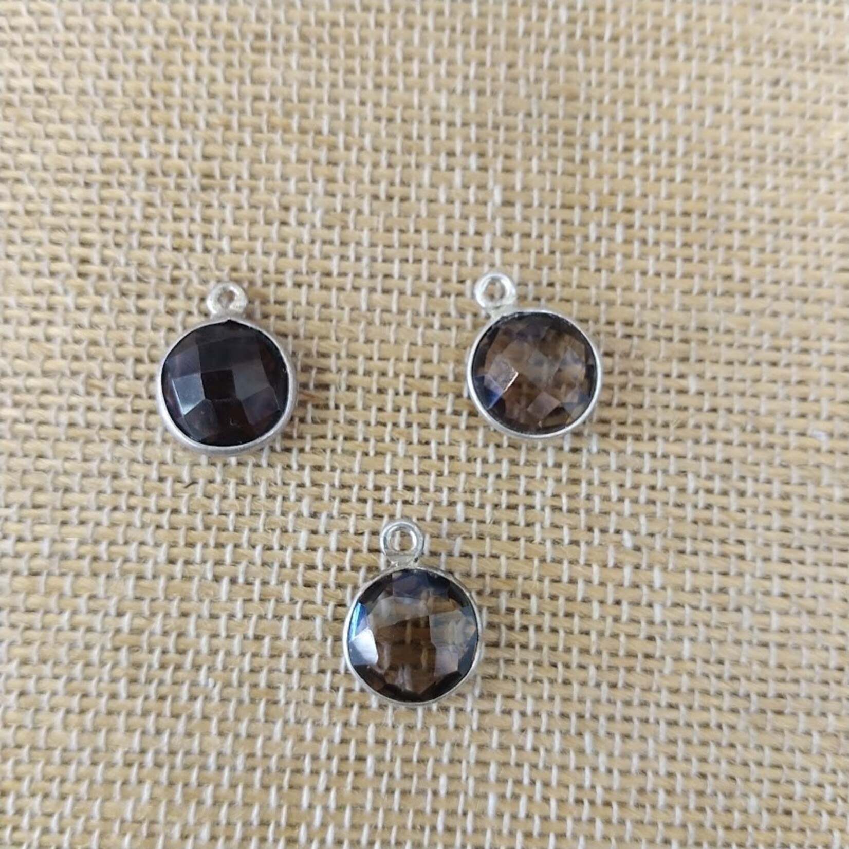 Smoky Quartz 11mm Faceted Silver Plated Pendant